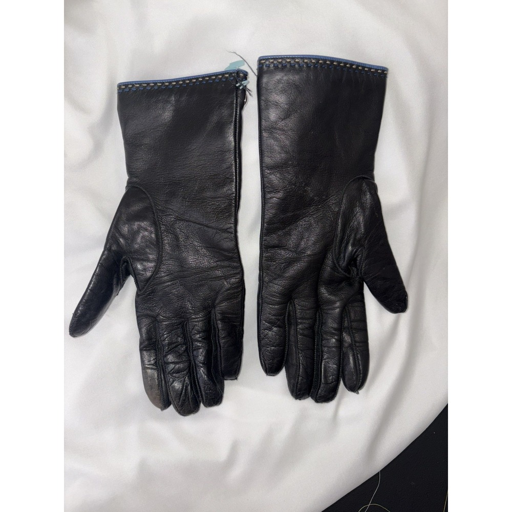 VintageWomen's Coach Black 100% Leather Gloves ,Size 8 -Lined 100% Cashmere - Picture 15 of 15
